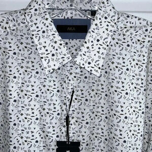 AKA, “also known as  “ men shirt ,NWT,slim fit ,WHITE floral print,100 cotton,